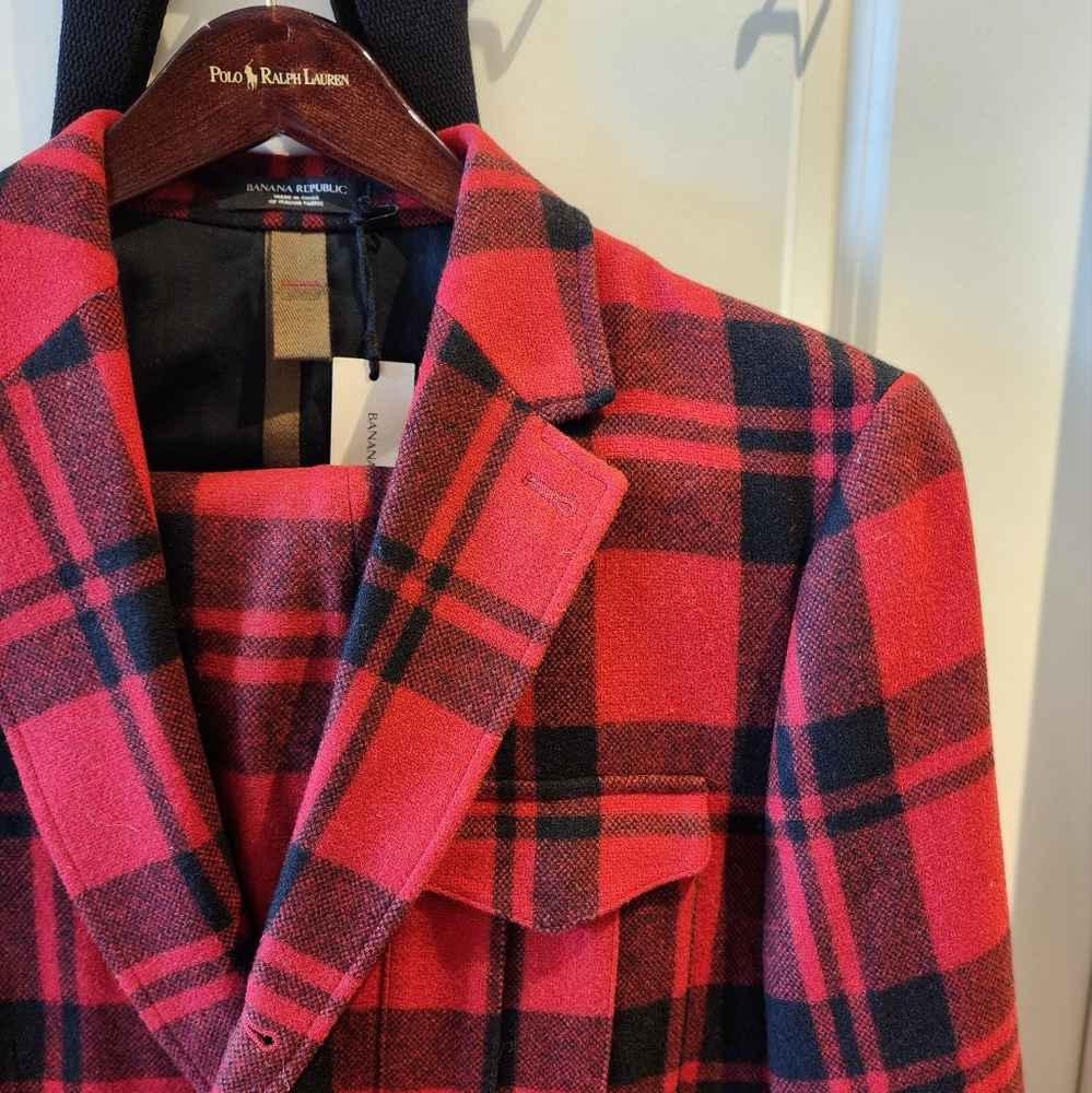 40R Banana Republic Tartan Red Hunting Suit Ralph Lauren Polo Vibe